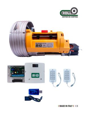 KIT OPERADOR DE CORTINA SEG 180KG CON FRENO, CENTRAL PLUS PARA OPERADOR  DE CORTINA, 2 RADIO TRANSMISORES TX PLAY BLANCOS Y LLAVE USB PARA  CONEXION WIFI