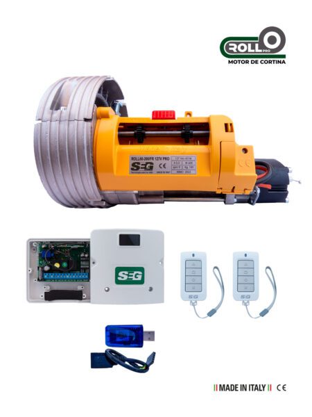 KIT OPERADOR DE CORTINA SEG 180KG CON FRENO, CENTRAL PLUS PARA OPERADOR  DE CORTINA, 2 RADIO TRANSMISORES TX PLAY BLANCOS Y LLAVE USB PARA  CONEXION WIFI