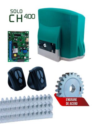 KIT SOLO CH 400 1/4HP 127V - CON CENTRAL GIII Y ENGRANE DE HIERRO 18 DIENTES Y  3 CREMALLERAS DE ACERO DE 1MT