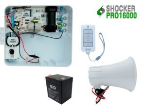KIT ENERGIZADOR SHOCKER PRO CON LLAVE Y CONTROL INCLUYE SIRENA DE 20W Y BATERIA DE 12V