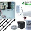 KIT ENERGIZADOR SHOCKER PRO CON LLAVE Y CONTROL INCLUYE SIRENA DE 20W,5 POSTES PARA CERCO SEG,20MTS CABLE BUJIA,ROLLO DE ALUMINIO