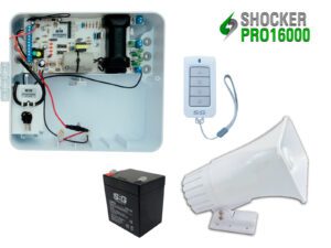 KIT ENERGIZADOR SHOCKER PRO CON LLAVE Y CONTROL INCLUYE SIRENA DE 30W Y BATERIA DE 12V