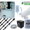KIT ENERGIZADOR SHOCKER PRO CON LLAVE Y CONTROL INCLUYE SIRENA DE 30W,5 POSTES PARA CERCO SEG,20 MTS CABLE BUJIA, ROLLO DE ALUMINIO
