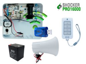 KIT ENERGIZADOR SHOCKER PRO CON WIFI, LLAVE Y CONTROL INCLUYE SIRENA DE 20W Y BATERIA DE 12V