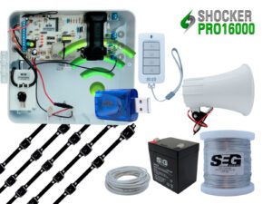 KIT ENERGIZADOR SHOCKER PRO CON WIFI, CON LLAVE Y CONTROL INCLUYE SIRENA DE 20W,5 POSTES PARA CERCO SEG,20MTS BUJIA,ROLLO DE ALUMINIO