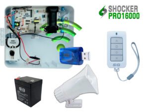 KIT ENERGIZADOR SHOCKER PRO CON WIFI, LLAVE Y CONTROL INCLUYE SIRENA DE 30W Y BATERIA DE 12V