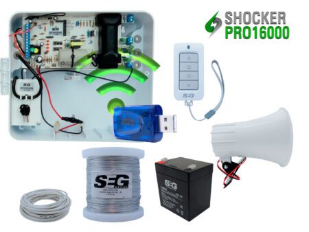 KIT ENERGIZADOR SHOCKER PRO CON WIFI, CON LLAVE Y CONTROL INCLUYE SIRENA DE 20W,ROLLO DE ALUMINIO, 20MTS BUJIA Y BATERIA DE 12V