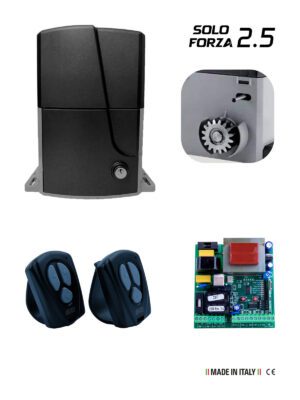 KIT MOTOR CORREDIZO SOLO FORZA2.5 FCM 220 VAC 60HZ C/QUADRO B601 220 VAC 60HZ INCLUYE 2 RADIO TRANSMISORES NEW