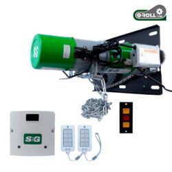 KIT OPERADOR CORTINA TUBULAR INDUSTRIAL SEG 300KG 127V, CENTRAL PLUS, 2 TX PLAY,BOTONERA 3 PASOS, PLACA FIJACIÓN, CADENA DESTRABE